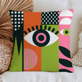 Cojín Decorativo Diseño funky del ojo maligno Estética RETRO Abstra