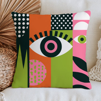 Cojín Decorativo Diseño funky del ojo maligno Estética RETRO Abstra