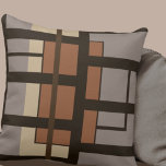 Cojín Decorativo Diseño geométrico artístico gris y marrón oscuro<br><div class="desc">La almohada moderna de tiro tiene un tono gris y un patrón geométrico marrón oscuro con acentos de siena ricos. Este diseño geométrico abstracto moderno se basa en combinaciones de rectángulos repetidos, que se superponen y entrelazan para formar un interesante patrón artístico. Una almohada moderna y neutra decorativa para tu...</div>