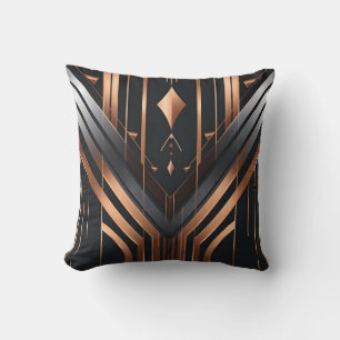 Cojín Decorativo Diseño geométrico de cobre y plata Art Deco