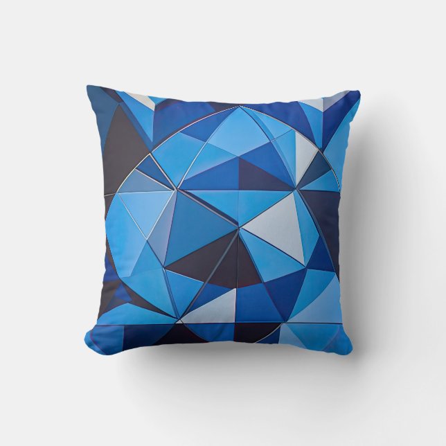 Cojín Decorativo Diseño geométrico del triángulo azul (Anverso)