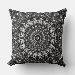 Cojín Decorativo Diseño Geométrico Mandala Blanco y Negro