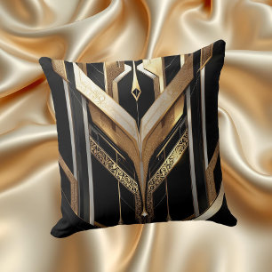 Cojín Decorativo Diseño geométrico negro dorado Art Deco
