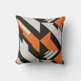 Cojín Decorativo Diseño geométrico negro y Naranja negrita