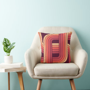 Cojín Decorativo Diseño geométrico retro de estilo MCM años 70