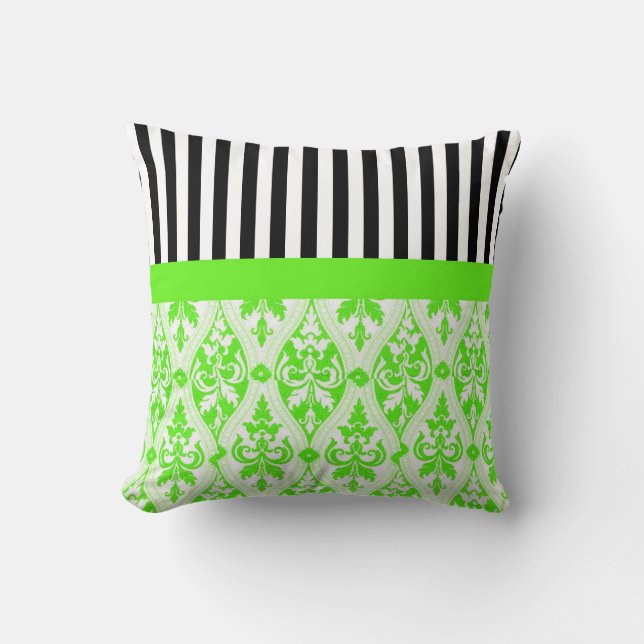 Cojín Decorativo Diseño gráfico - damasco verde (Anverso)