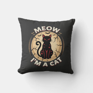 Cojín Decorativo Diseño gráfico de gato Meow Halloween_1