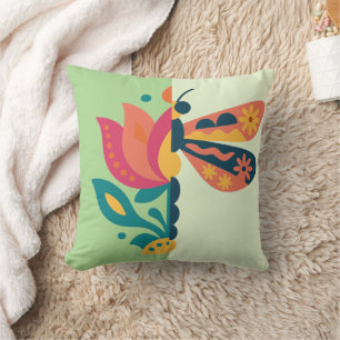 Cojín Decorativo Diseño gráfico de insecto y flor juguetón