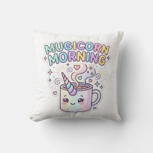 Cojín Decorativo Diseño Gráfico de la Mañana del Mugicornio Unicorn