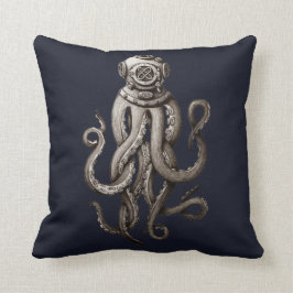 Cojín Decorativo Diseño gráfico de salto del vintage del pulpo