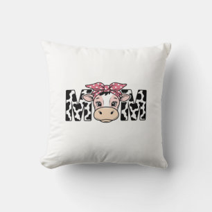 Cojín Decorativo Diseño Gráfico de Vaca Linda con Moño de Mamá_1