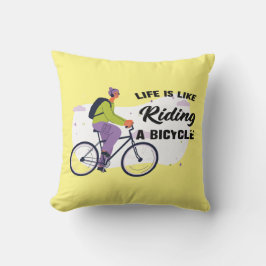 Cojín Decorativo Diseño gráfico de vida en bicicleta