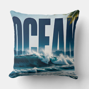 Cojín Decorativo Diseño Gráfico Editorial de Lujo Costero Oceánico