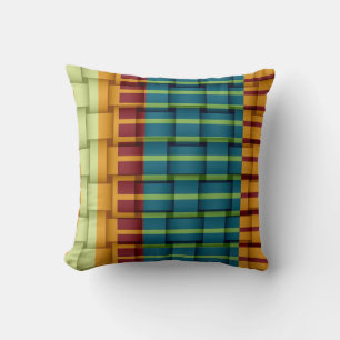 Cojín Decorativo Diseño gráfico retro de rayas coloreadas de mimbre