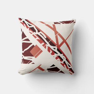 Cojín Decorativo Diseño inclinado de terracota rojo marrón en blanc
