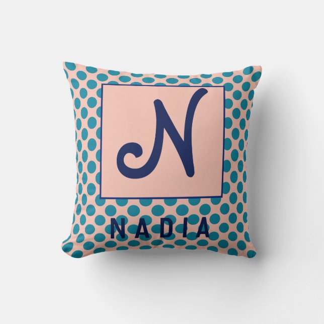 Cojín Decorativo Diseño inicial de nombre personalizado (Anverso)