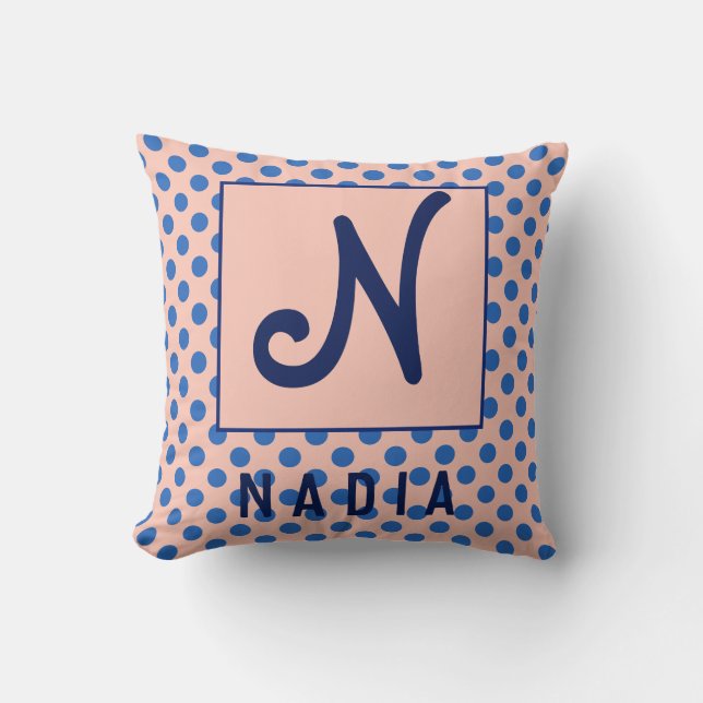 Cojín Decorativo Diseño inicial de nombre personalizado (Anverso)