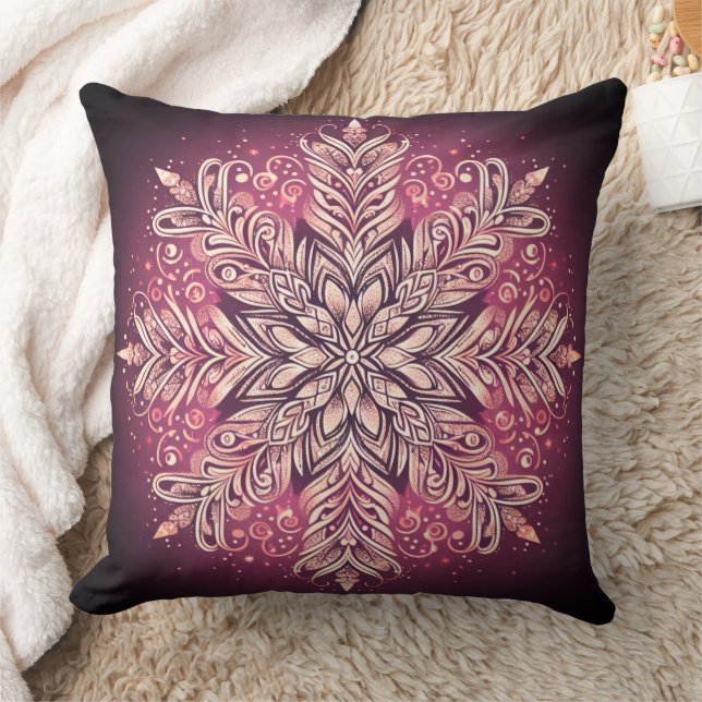 Cojín Decorativo Diseño intrincado de copo de nieve (Manta)