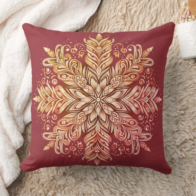 Cojín Decorativo Diseño intrincado de copo de nieve (Manta)