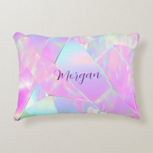 Cojín Decorativo Diseño iridiscente de color azul verdoso y rosa, n