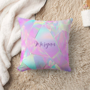 Cojín Decorativo Diseño iridiscente de color azul verdoso y rosa, n