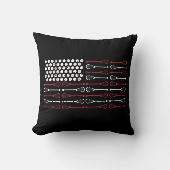 Cojín Decorativo Diseño Lacrosse American Flag Lax Mom (Anverso)