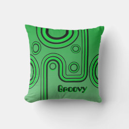 Cojín Decorativo Diseño lineal Groovy Retro de los años 1960 Verde