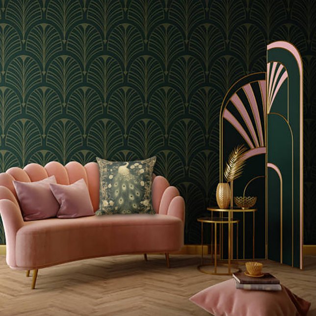 Cojín Decorativo Diseño lujoso Art Nouveau Peacock (Subido por el creador)