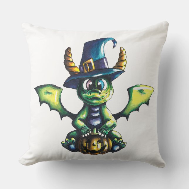 Cojín Decorativo Diseño mágico de dragones de Halloween (Anverso)