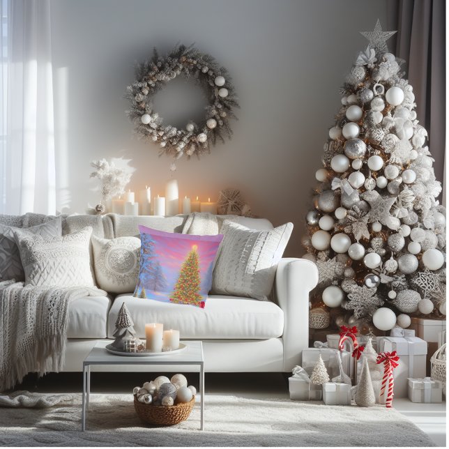 Cojín Decorativo Diseño matutino de Navidades brillantes y alegres (Pillow Christmas decor fun.)