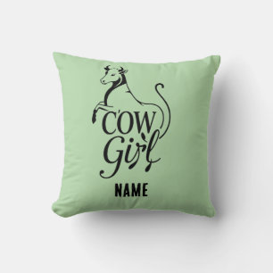 Cojín Decorativo Diseño minimalista de chica de granja con línea de