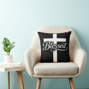 Cojín Decorativo Diseño minimalista de cruz bendita de fe cristiana