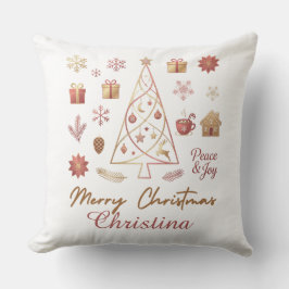 Cojín Decorativo Diseño Mínimo de Navidad Moderno y Elegante en Dor