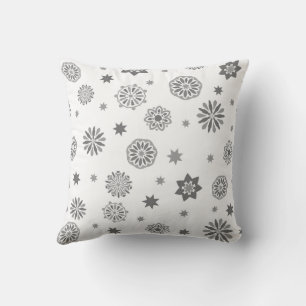 Cojín Decorativo Diseño moderno de abstracto floral en blanco y neg