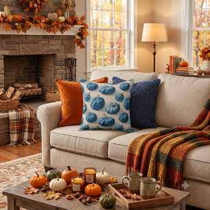 Cojín Decorativo Diseño moderno de calabaza azul de otoño