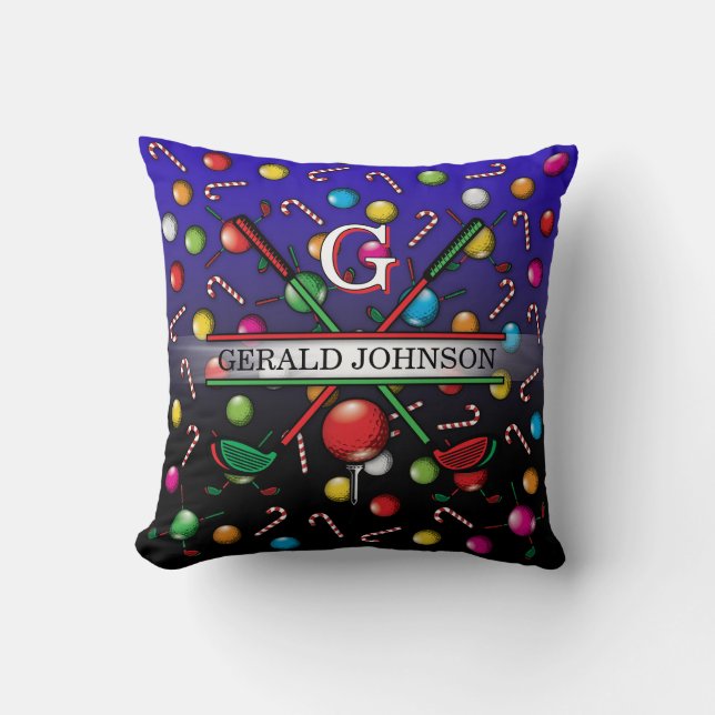 Cojín Decorativo Diseño monograma de navidades Golfer (Anverso)