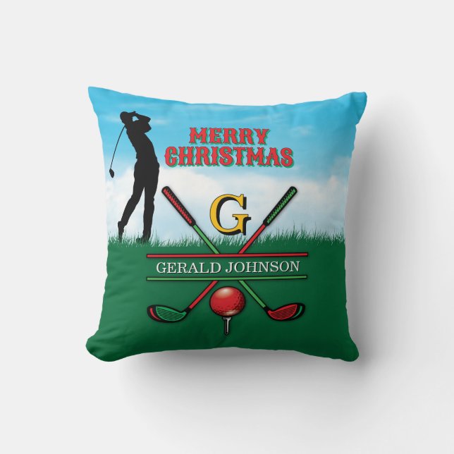 Cojín Decorativo Diseño monograma de Navidades personalizados Golfe (Anverso)