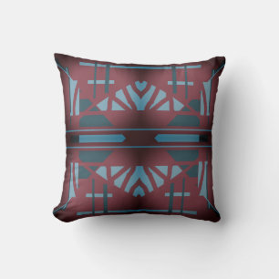 Cojín Decorativo Diseño mosaico mediterráneo burgundy seafoam teal
