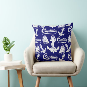Cojín Decorativo Diseño Náutico Ancla Barco de Vela Capitán