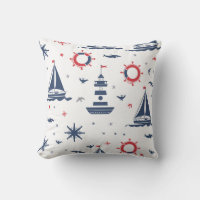 Diseño náutico azul, blanco y rojo