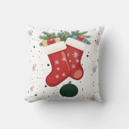 Cojín Decorativo Diseño navideño de calcetines y regalos de Navidad