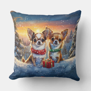 Cojín Decorativo Diseño navideño de Chihuahuas por Rich AMeN Gill