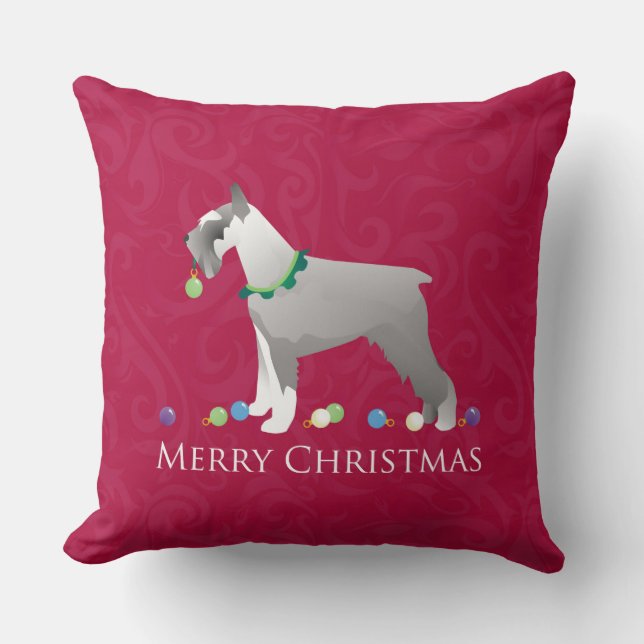 Cojín Decorativo Diseño navideño Schnauzer Merry (Anverso)