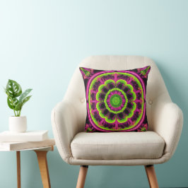 Cojín Decorativo Diseño Neon Pink Y Green Kaleidoscope
