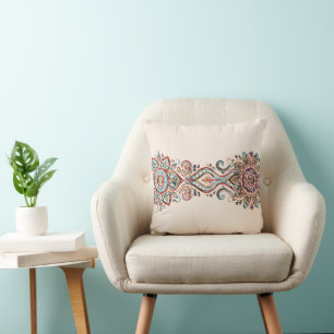 Cojín Decorativo Diseño Ornamental de Color Suave, Regalo Personali