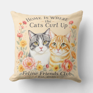 Cojín Decorativo Diseño para amantes de gatos atigrados grises y na
