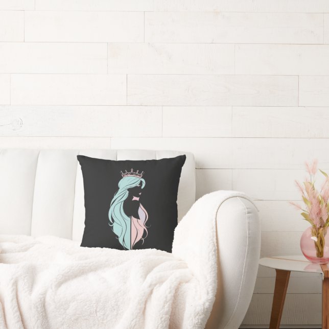 Cojín Decorativo Diseño pastel "Reina elegante con corona" (Sofá)