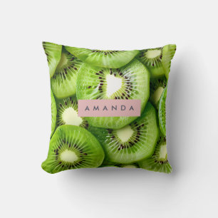 Cojín Decorativo Diseño Personalizado de Fruta Kiwi Vibrante