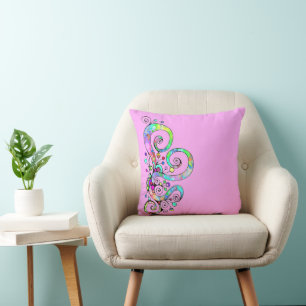 Cojín Decorativo Diseño pintado de mano cardíaca espiral 1