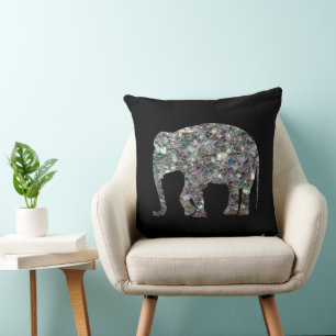 Cojín Decorativo Diseño PL de elefante de mosaico plateado brillant